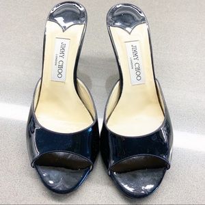 Jimmy Choo Black Kitten Heel Slides 371/2
